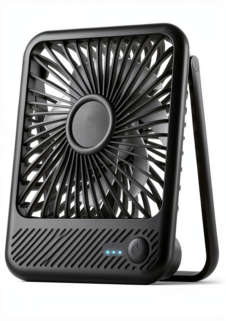 Koonie mini desk fan on a home office desk