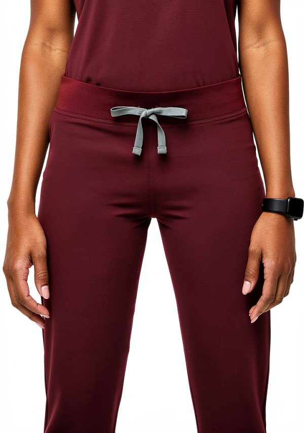 FIGS Women's Scrub Pants Livingston Basic Burgundy FIONx Stretch-7
