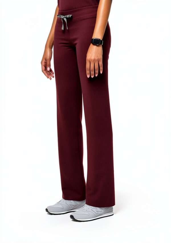 FIGS Women's Scrub Pants Livingston Basic Burgundy FIONx Stretch-3