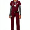 FIGS Women's Scrub Pants Livingston Basic Burgundy FIONx Stretch-1