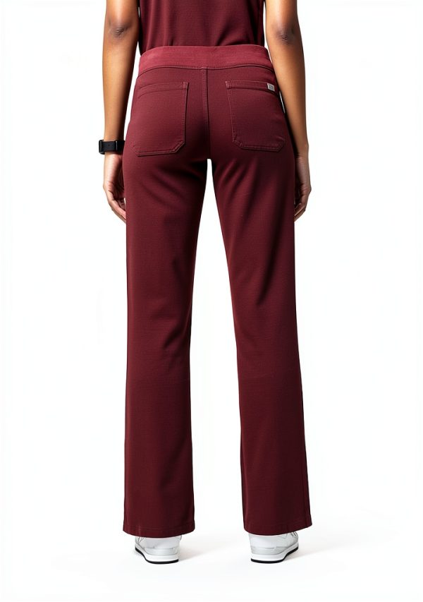 FIGS Women's Scrub Pants Livingston Basic Burgundy FIONx Stretch-2