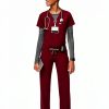 FIGS Women's Scrub Pants Livingston Basic Burgundy FIONx Stretch-5
