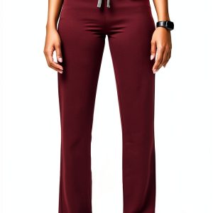 FIGS Women's Scrub Pants Livingston Basic Burgundy FIONx Stretch-0