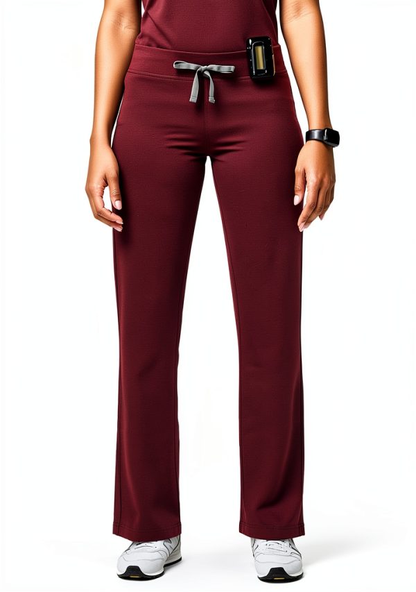 FIGS Women's Scrub Pants Livingston Basic Burgundy FIONx Stretch-0